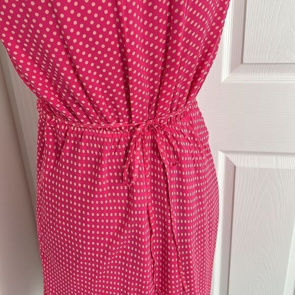 Mini maternity 100% silk summer dress pink polka dots Sz Large - Picture 9 of 15